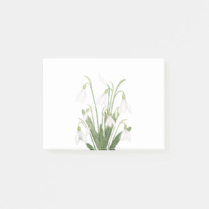 Post-it® fleur de neige blanche aquarelle botanique