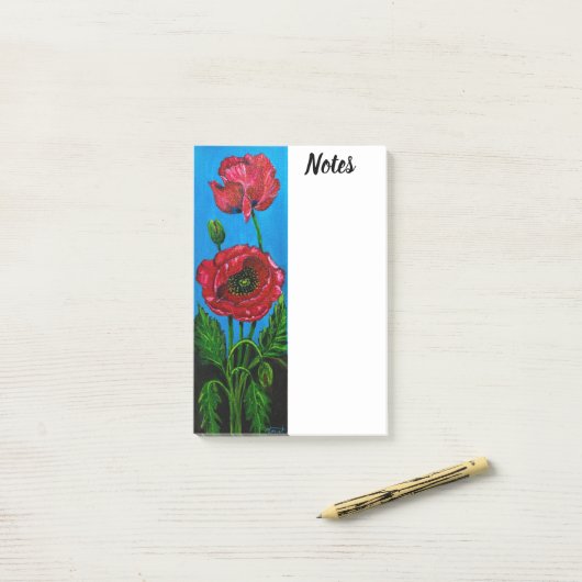 Post-it® Fleur de pavot (Sur un bureau)