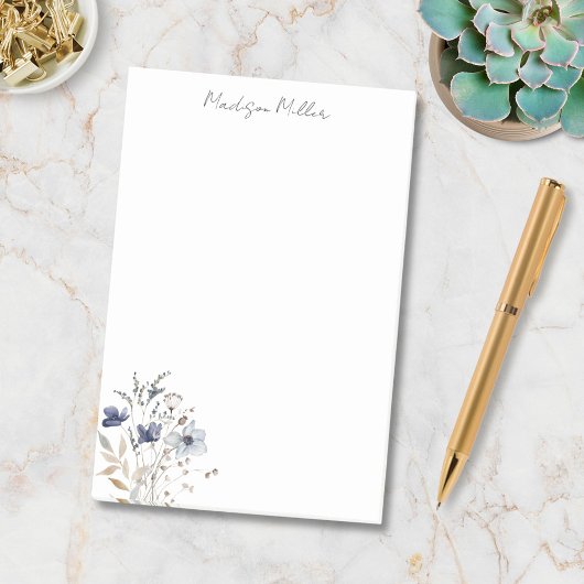 Post-it® Fleur de sauvage bleue élégante