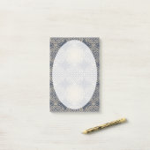 Post-it® Fleur de vie - motif de timbre - sable bleu (Sur un bureau)