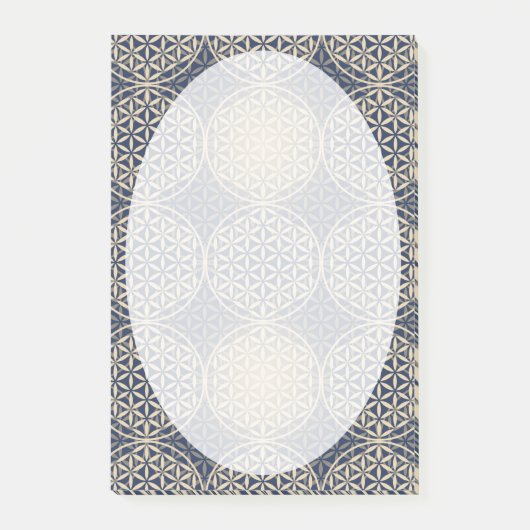 Post-it® Fleur de vie - motif de timbre - sable bleu (Devant)