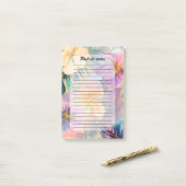 Post-it® Fleur Exotique Feuille en fleurs bleues (Sur un bureau)