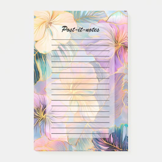 Post-it® Fleur Exotique Feuille en fleurs bleues (Devant)