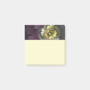 Post-it® Fleur fractale grise de khaki pourpre moderne abst