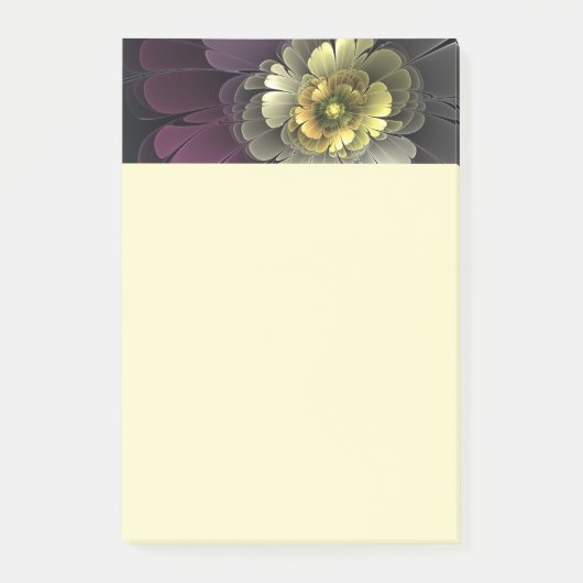 Post-it® Fleur fractale grise de khaki pourpre moderne abst (Devant)