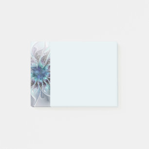 Post-it® Fleur fractale moderne abstraite avec du bleu