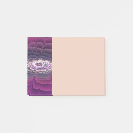 Post-it® Fleur frappante abstraite fractale couleur rose (Devant)