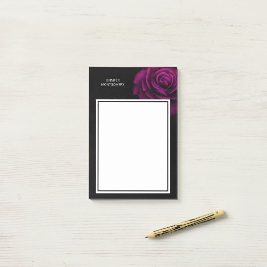 Post-it® Fleur gothique de rose violet-rouge (Sur un bureau)