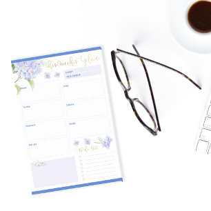 Post-it® Fleur Hydrangée Bleue du planificateur hebdomadair