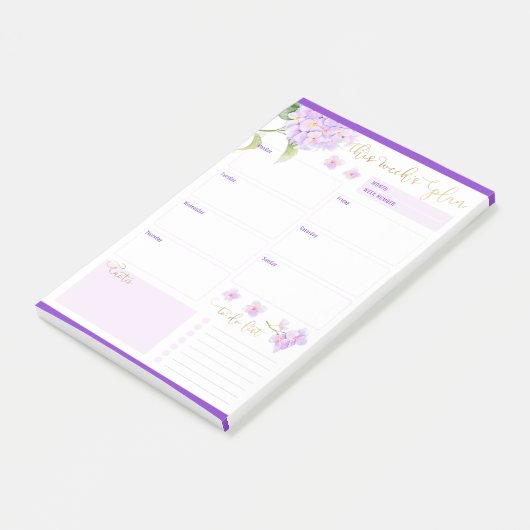 Post-it® Fleur Hydrangée violette du planificateur hebdomad (Incliné)
