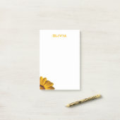 Post-it® Fleur jaune sur arrière - plan noir (Sur un bureau)