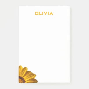 Post-it® Fleur jaune sur arrière - plan noir