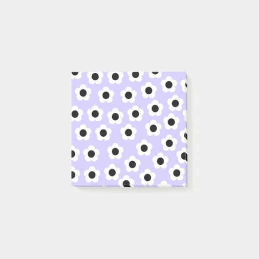 Post-it® Fleur noire et blanche mignonne avec Arrière - pla (Devant)
