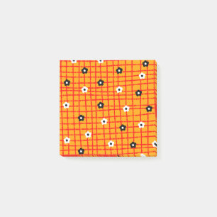 Post-it® Fleur Orange rouge Chèque Motif Vibrant