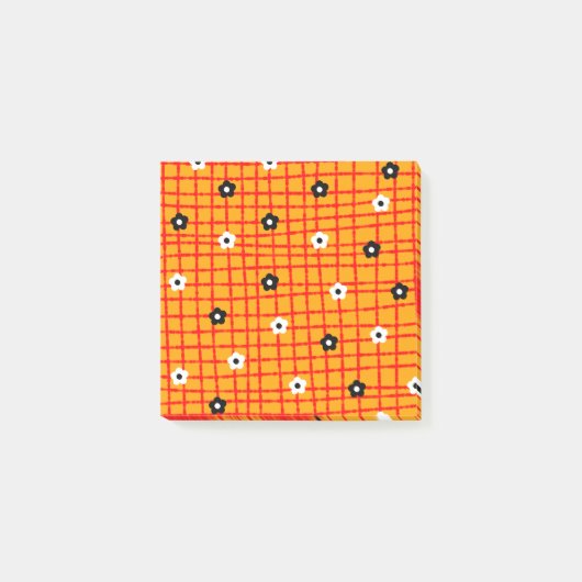 Post-it® Fleur Orange rouge Chèque Motif Vibrant (Devant)
