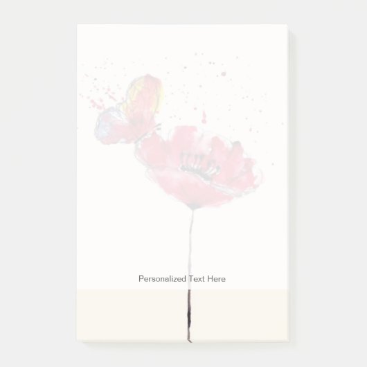 Post-it® Fleur peinte stylisée de pavot d'aquarelle (Devant)