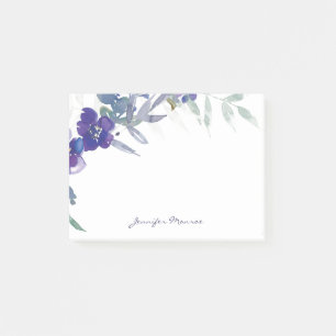 Post-it® Fleur personnalisée aquarelle violette