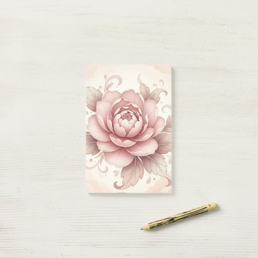 Post-it® Fleur Rose Élégante -- Floraison de Printemps (Sur un bureau)