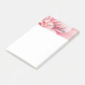 Post-it® Fleur rose et nom en écriture noire (Incliné)
