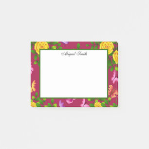 Post-it® Fleur Rose Jaune Et Violet Élégante