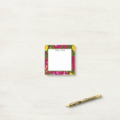 Post-it® Fleur Rose Jaune Et Violet Élégante (Sur un bureau)