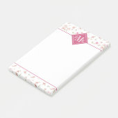Post-it® Fleur rose molle d'aquarelle du monogramme | (Incliné)