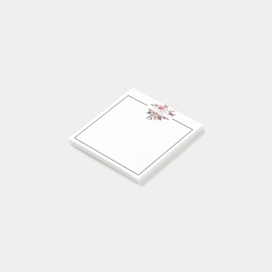 Post-it® Fleur rose pastel et violet personnalisée (Incliné)