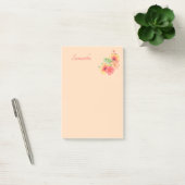 Post-it® Fleur rose Pêche Personnalisée 4x6 (Bureau)