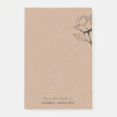 Post-it® Fleur Rose Rustique Kraft Du Bureau De Nom (Devant)