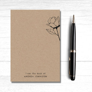 Post-it® Fleur Rose Rustique Kraft Du Bureau De Nom