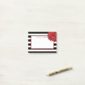 Post-it® Fleur Rouge Et Grandes Noires Et Blanches (Sur un bureau)