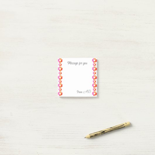 Post-it® Fleur rouge orange (Sur un bureau)