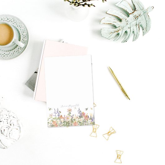 Post-it® Fleur sauvage Bumble Bee Monogramme Personnalisé