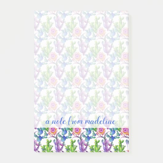 Post-it® Fleur sauvage d'aquarelle Cactus Motif (Devant)