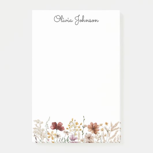Post-it® Fleur sauvage d'aquarelle personnalisé Joli floral (Devant)