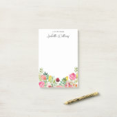 Post-it® Fleur sauvage rose et jaune personnalisé (Sur un bureau)