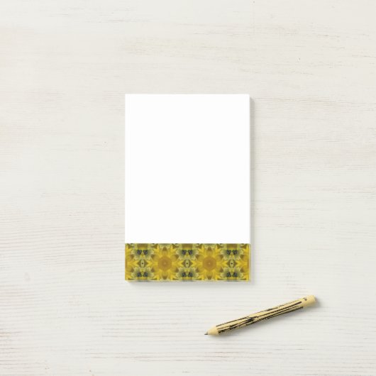Post-it® Fleur soleil éclate dorée (Sur un bureau)