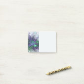 Post-it® Fleur verte abstraite moderne d'art fractal violet (Sur un bureau)
