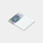 Post-it® Fleur verte abstraite moderne d'art fractal violet (Incliné)