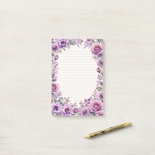 Post-it® Fleur violet. (Sur un bureau)