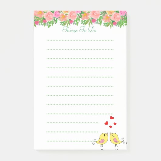 Post-it® Fleurs à l'aquarelle et choses à faire lignées ave (Devant)