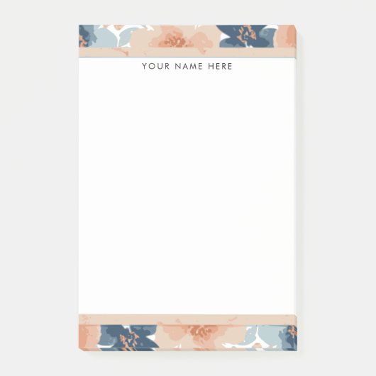 Post-it® Fleurs abstraites bleues, pêche, orange (Devant)