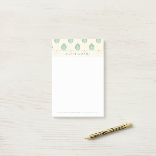 Post-it® Fleurs Abstraites Vert Et Beige (Sur un bureau)