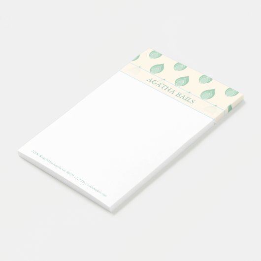 Post-it® Fleurs Abstraites Vert Et Beige (Incliné)