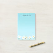 Post-it® Fleurs Amaryllis blanches sur des choses bleu clai (Sur un bureau)