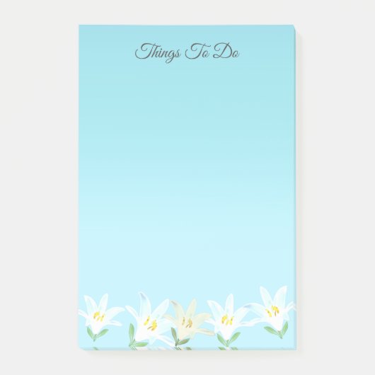 Post-it® Fleurs Amaryllis blanches sur des choses bleu clai (Devant)