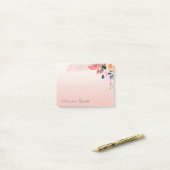 Post-it® Fleurs aquarelle élégantes et féminines avec plume (Sur un bureau)