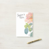 Post-it® Fleurs aquarelles corail et rose (Sur un bureau)