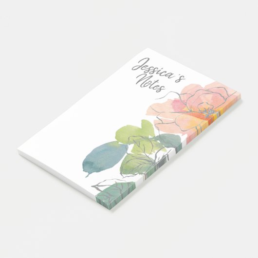 Post-it® Fleurs aquarelles corail et rose (Incliné)