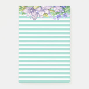 Post-it® Fleurs aquarelles mignonnes bandes vert menthe